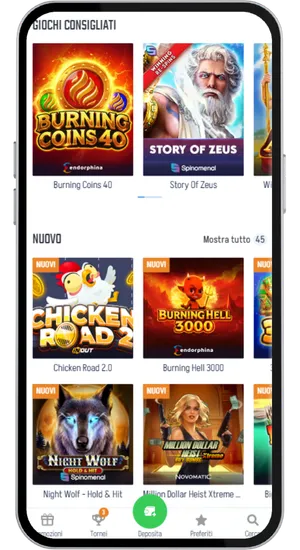 Sezione giochi consigliati e nuovi titoli disponibili